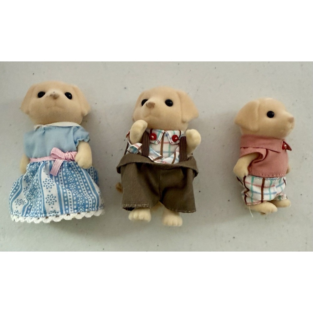 Sylvanian Calico Critters Yellow Labrador Retriever Dog Family Set Of 3
